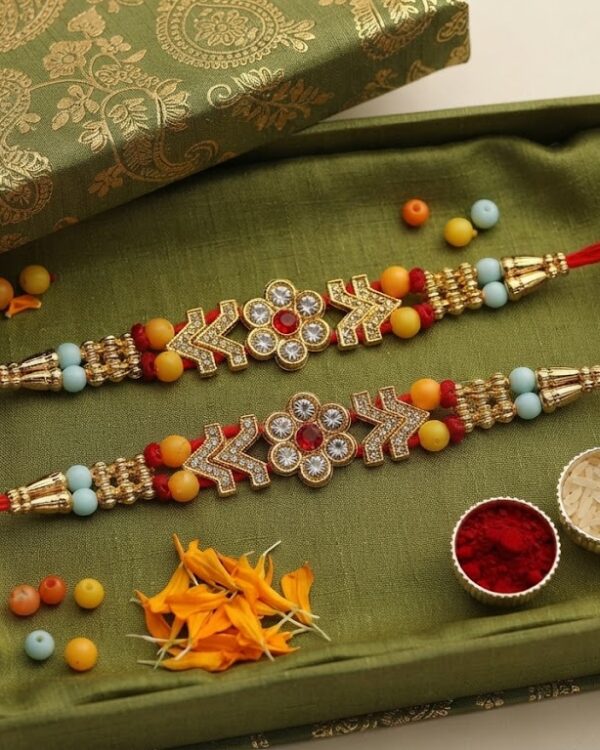 Fancy Floral Stone Rakhi