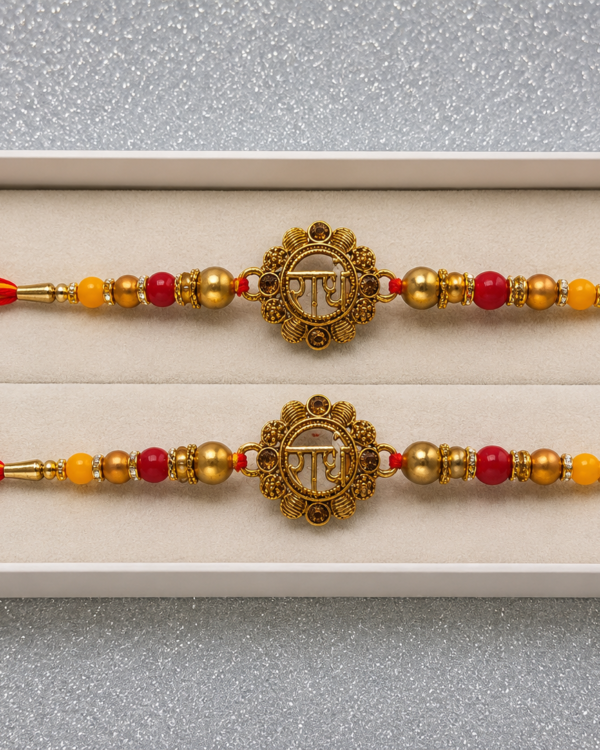 Golden Radhe Designer Rakhi