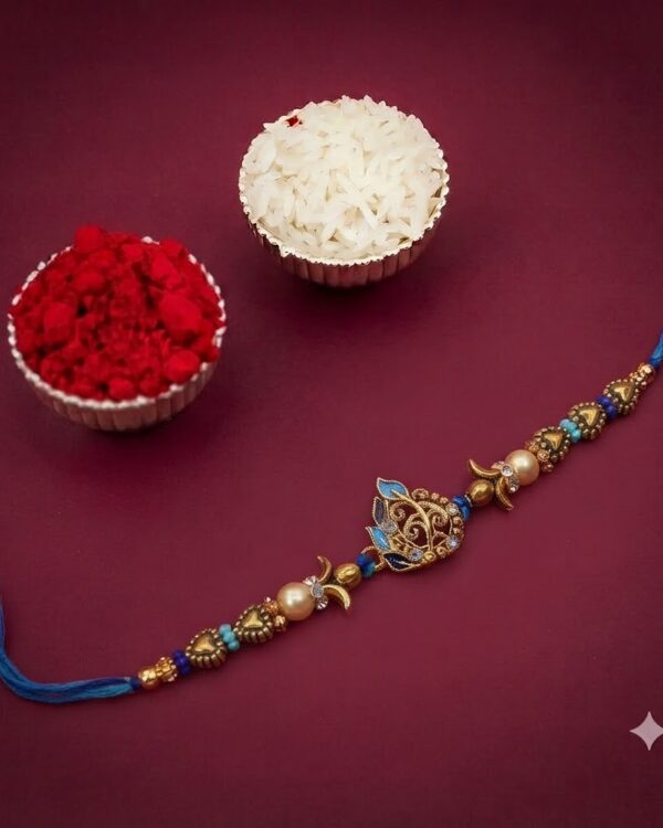 Fancy Leaf Designer Stone Rakhi