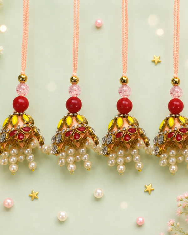 Lumba Peach Jhumki Pearl Rakhi