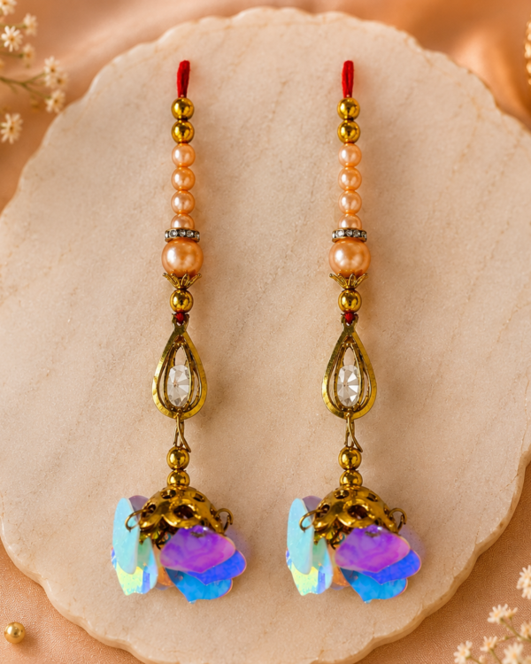 Lumba Golden Pearl & Shell Tassel Rakhi