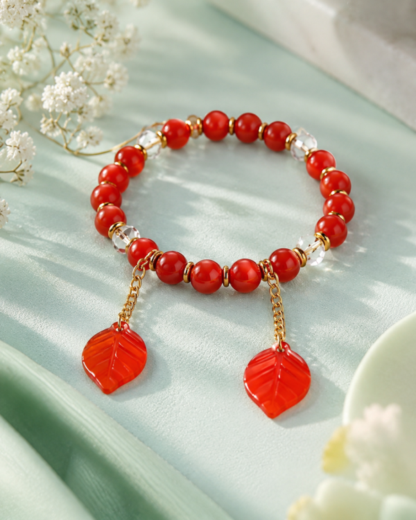 Kada Red Bead Leaf Rakhi