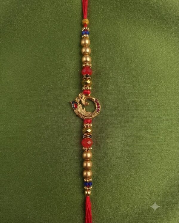 Fancy Golden Peacock Rakhi