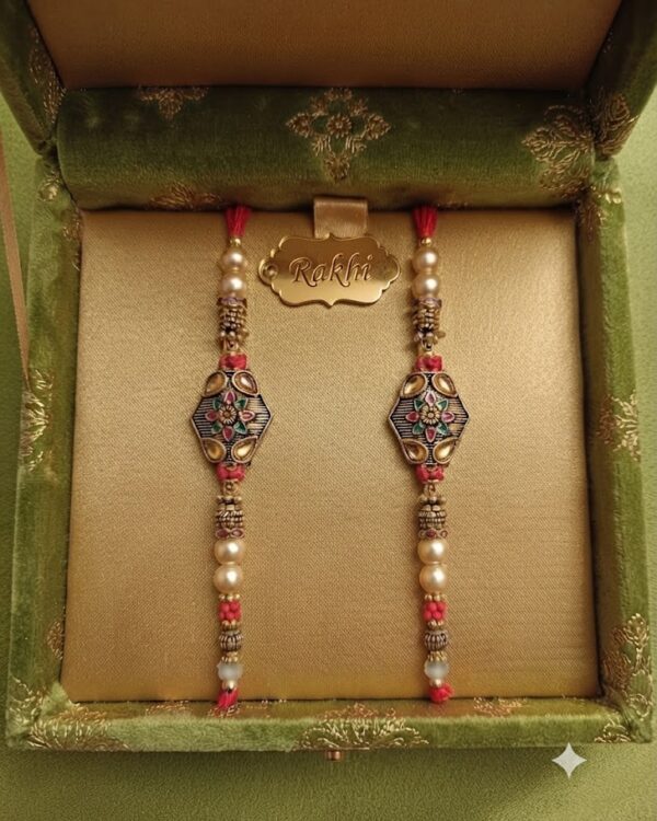Fancy Floral Pearl Rakhi