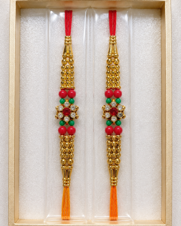 Fancy Red Stone Floral Rakhi