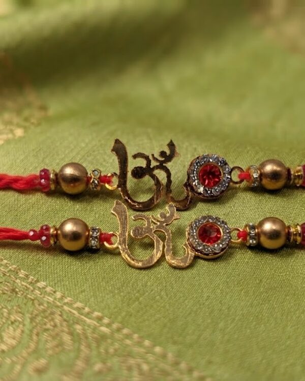 Fancy Om Red Stone Rakhi