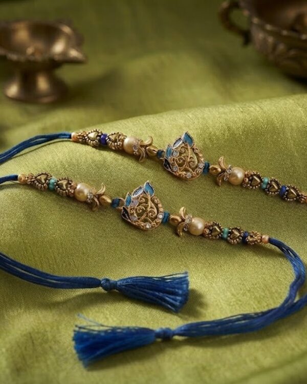 Fancy Leaf Designer Stone Rakhi