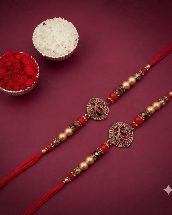 Fancy Ek Onkar Circular Dial Beaded Rakhi
