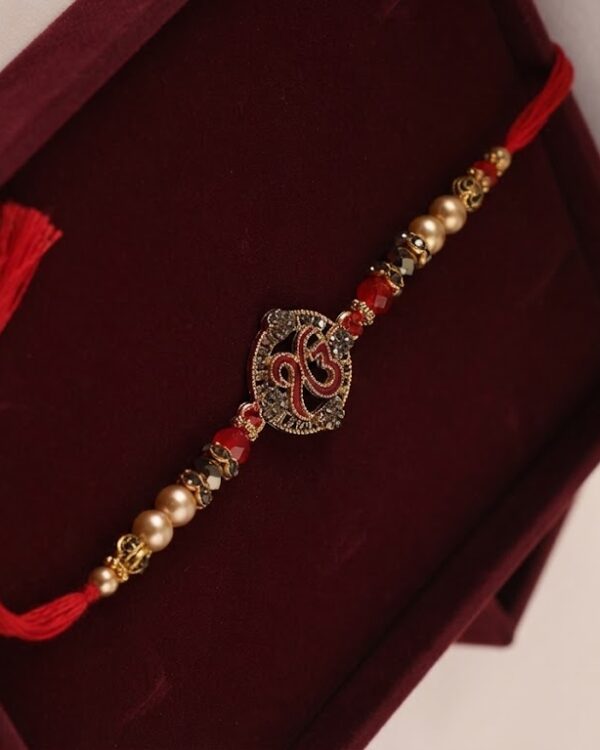 Fancy Ek Onkar Circular Dial Beaded Rakhi