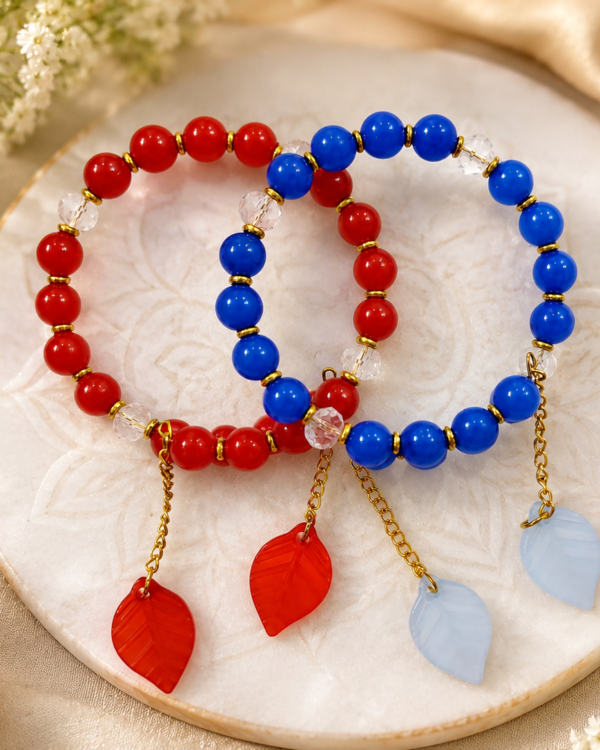 Kada Red Bead Leaf Rakhi