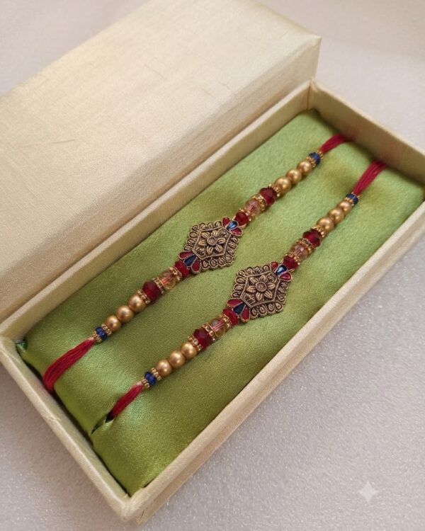 Fancy Floral Metallic Rakhi