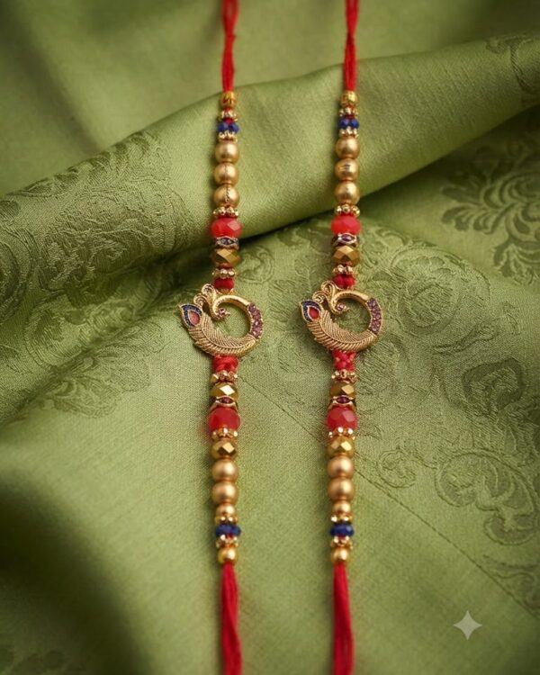 Fancy Golden Peacock Rakhi