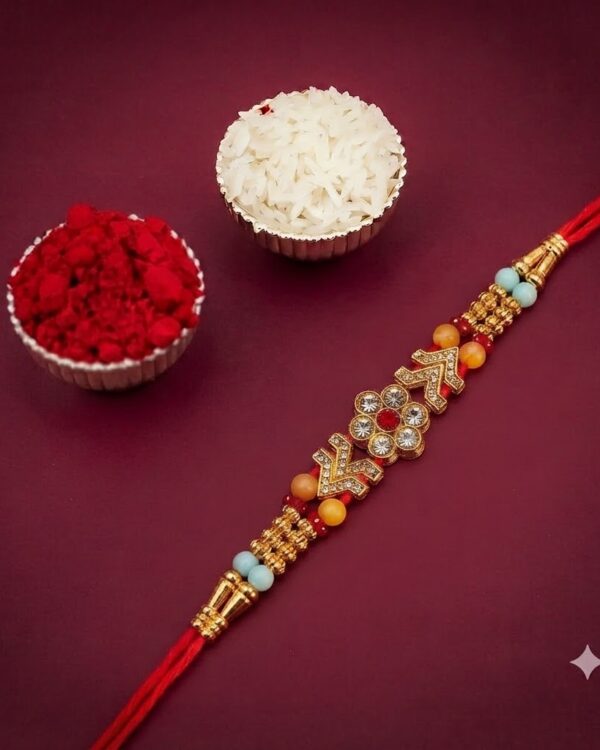 Fancy Floral Stone Rakhi