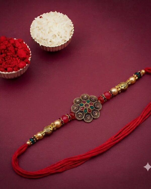 Fancy Floral Stone Rakhi
