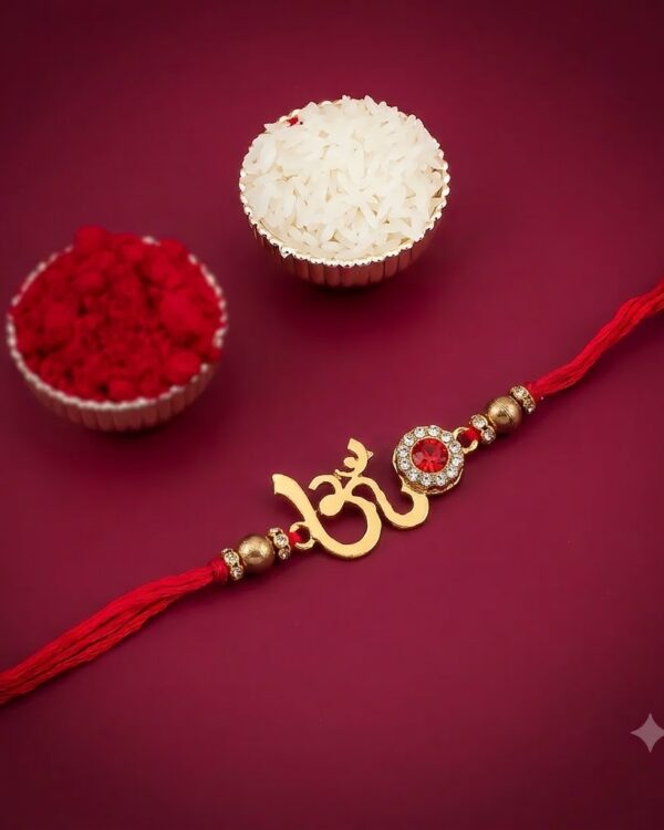 Fancy Om Red Stone Rakhi