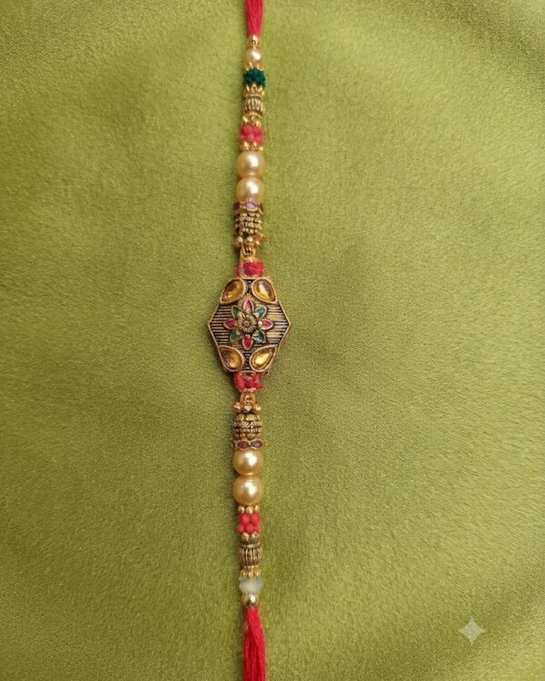 Fancy Floral Pearl Rakhi