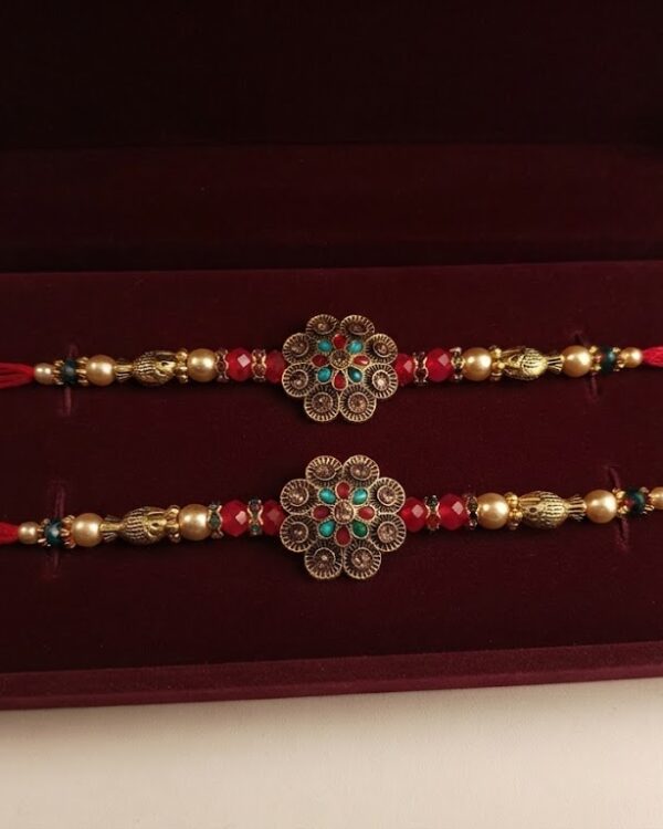 Fancy Floral Stone Rakhi