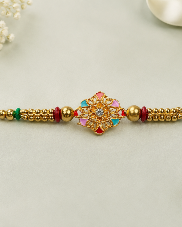 Fancy Multicolor Meena Floral Rakhi