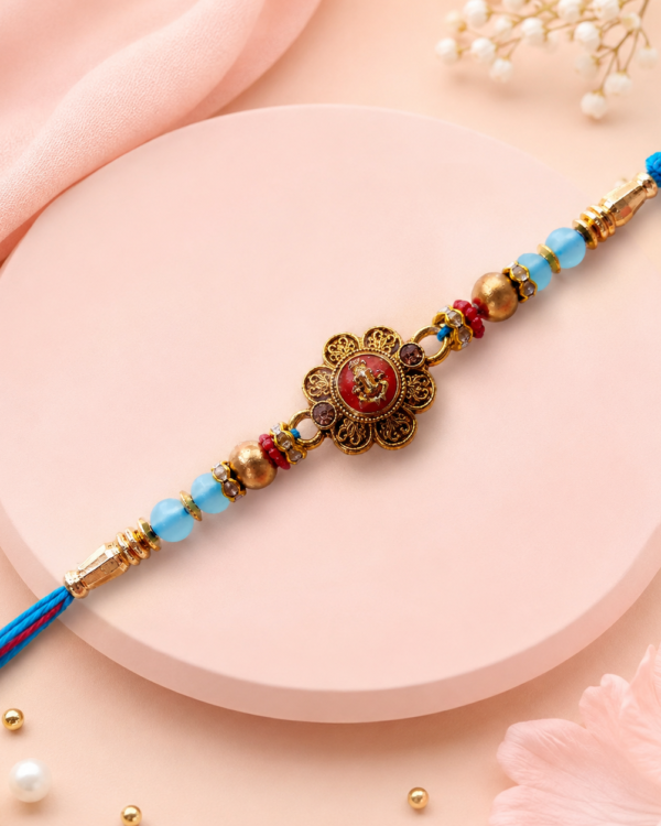 Fancy Ganesh Flower Rakhi