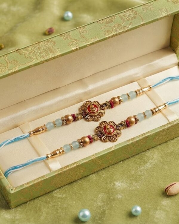 Fancy Ganesh Flower Rakhi