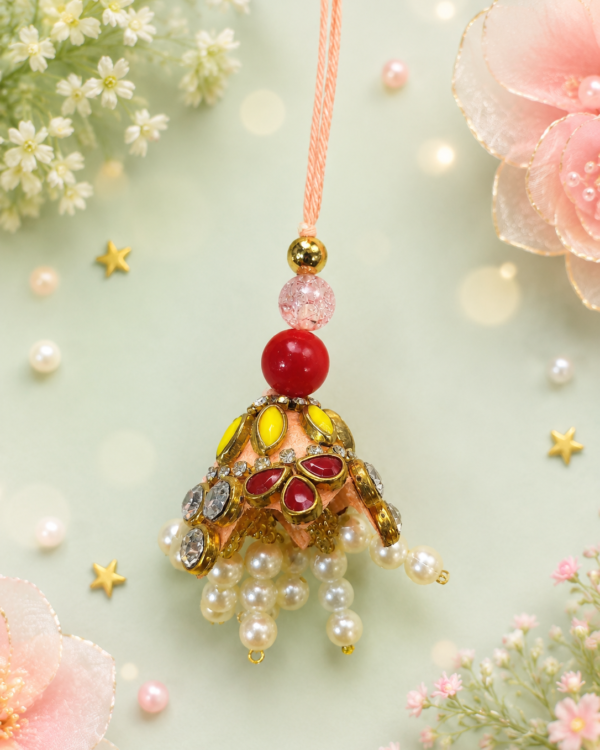 Lumba Peach Jhumki Pearl Rakhi