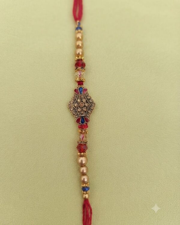 Fancy Floral Metallic Rakhi
