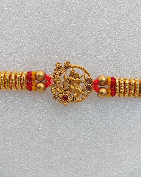 Fancy Golden Radha Krishna Rakhi