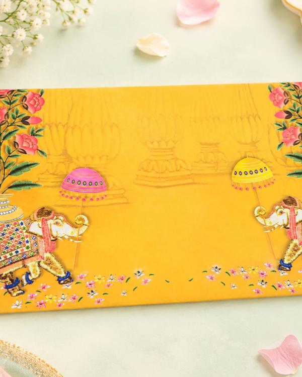 Yellow Elephant Print Envelope