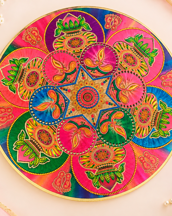 Multi-Kalash & Diya Mandala Rangoli Sticker