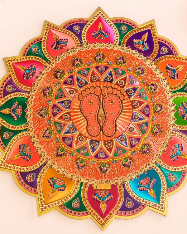 Lakshmi Charan & Floral Mandala Rangoli Sticker