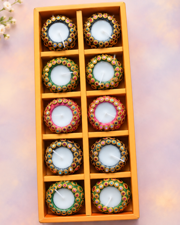 Diwali Decorated Tealight Candles Set