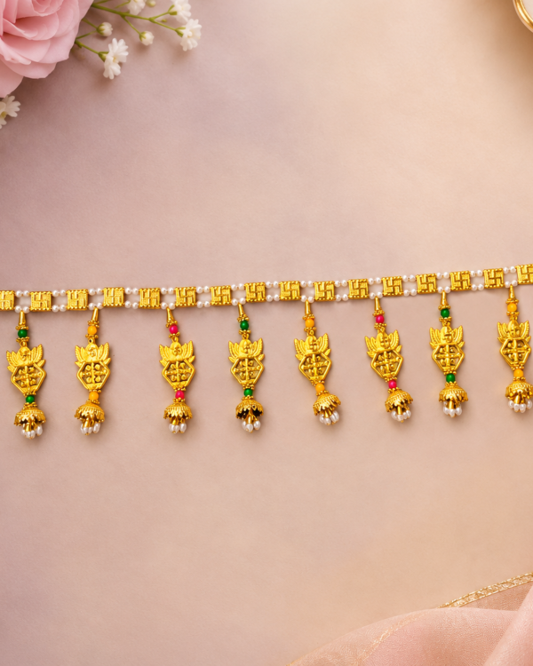 Gold Plated Kalash Pearl Toran