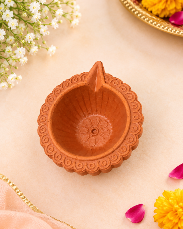 Terracotta Floral Diya
