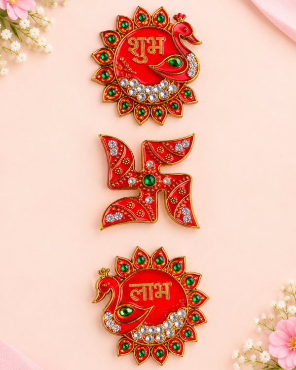 Shubh Labh & Swastik Door Sticker Set
