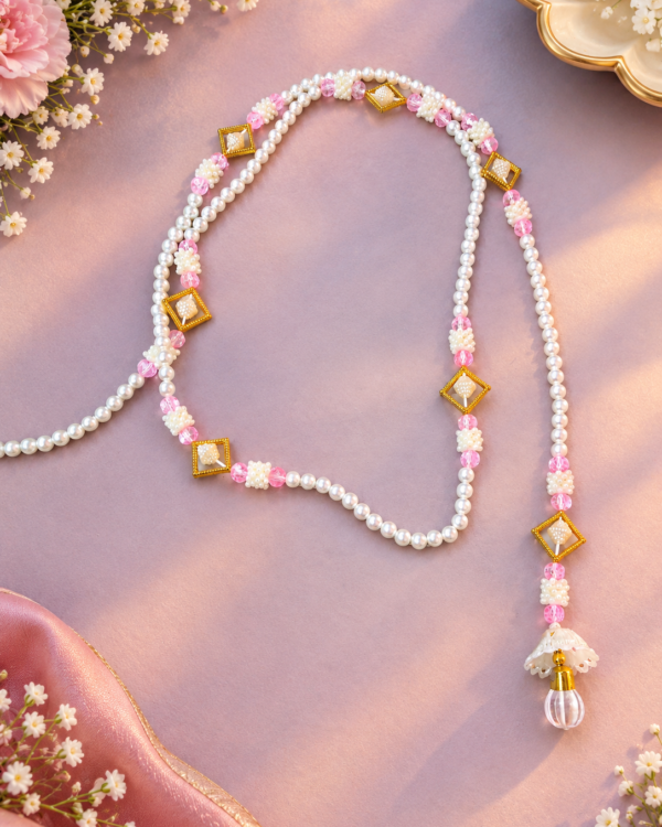White Pearl & Pink Crystal Beaded Door Hanging
