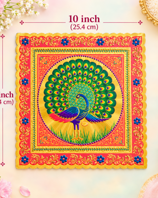 Square Peacock Rangoli Sticker