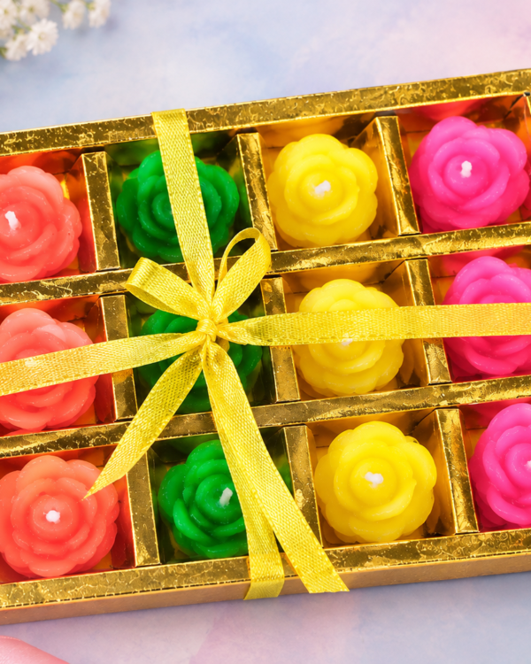 Tealight Candles Set in Gold Box