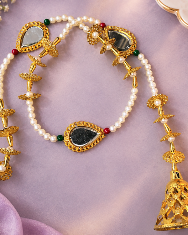Gold Mirror Kundan Door Hanging