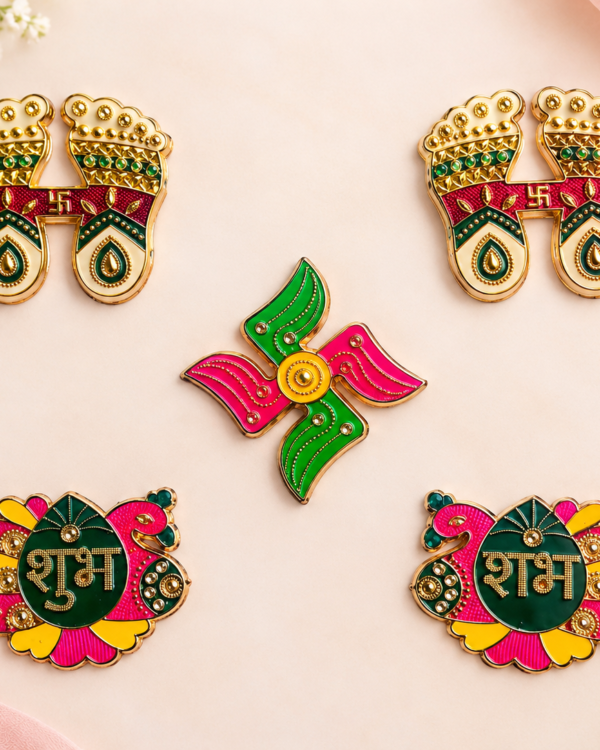 Swastik & Laxmi Charan Decorative Sticker Set