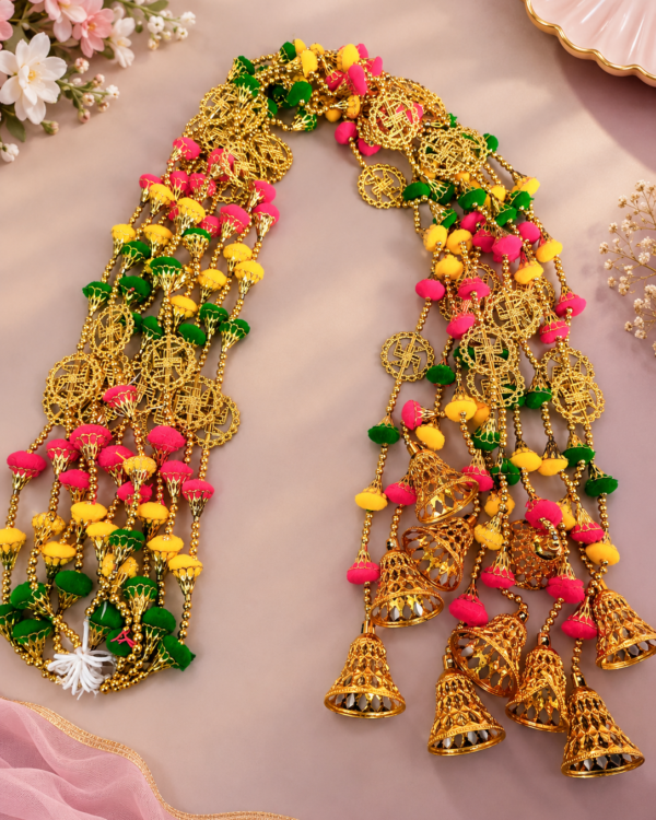 Golden Swastik & Pom-Pom Door Hanging