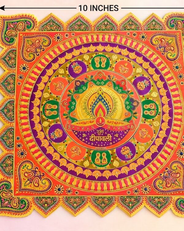 Shubh Deepawali Square Mandala Rangoli Sticker
