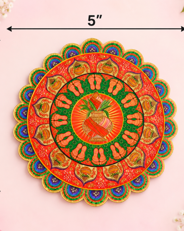 Round Laxmi Charan Kalash Rangoli Sticker