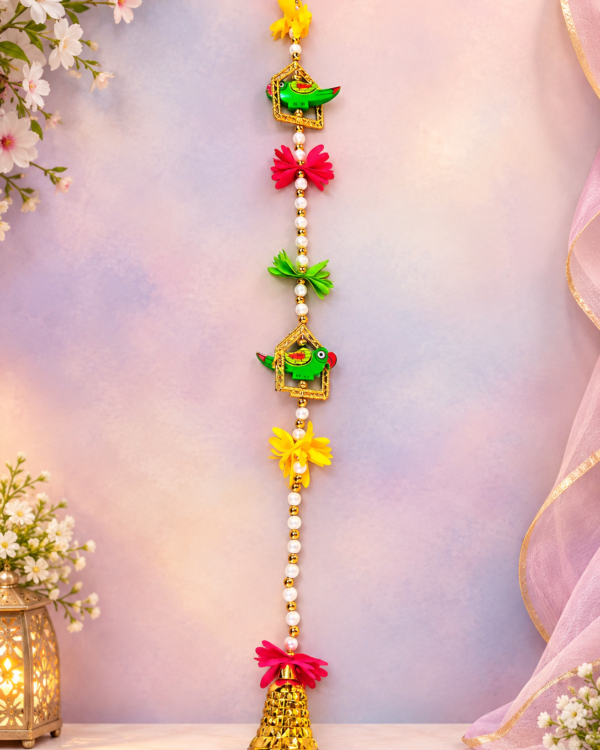 Green Parrot & Floral Door Hanging