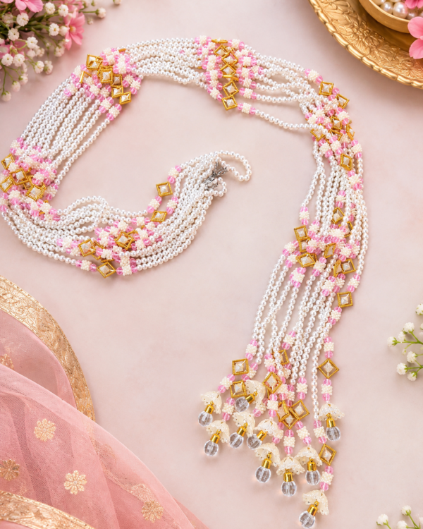 White Pearl & Pink Crystal Beaded Door Hanging